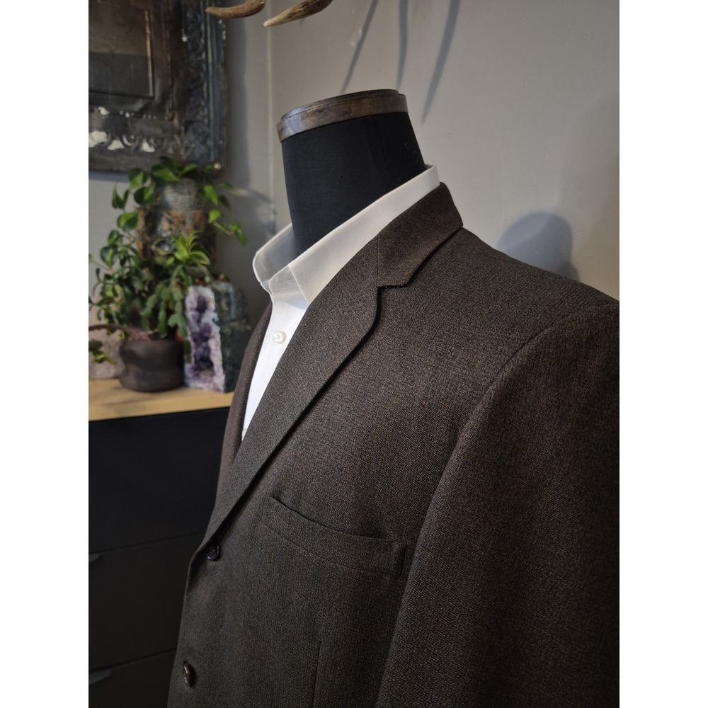Vtg Hart Schaffner Marx Mens 41R 3 Button Wool Sports Coat Brown Speckle USA